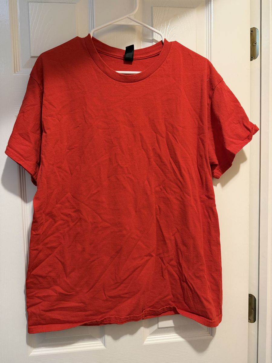 Plain Gildan Red Short Sleeve T-Shirt Size Large Heavy Cotton