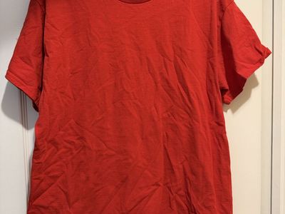 Plain Gildan Red Short Sleeve T-Shirt Size Large Heavy Cotton