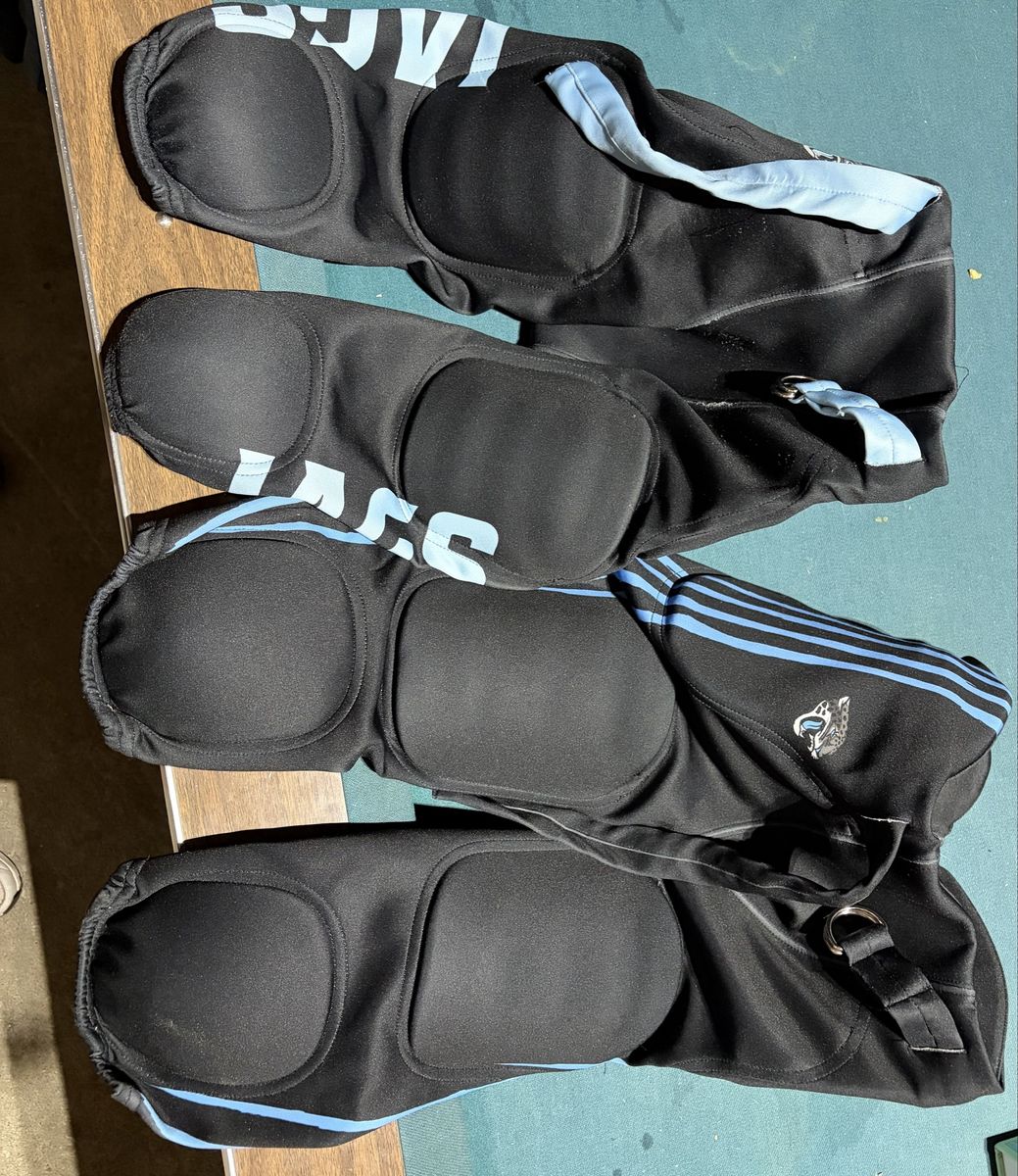 Youth Medium Padded Paintball Pants Black and Light Blue
