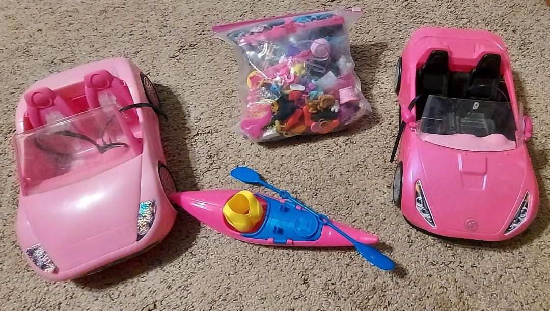 Barbie's, cars, and horse
