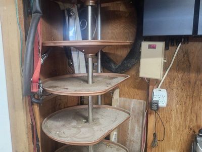 Vintage 4-Tier Metal Lazy Susan Revolving Corner Cabinet Shelf Organizer