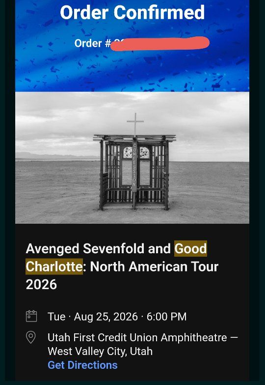 Avenged Sevenfold and Good Charlotte Tickets - North American Tour 2026. 1 ticket 