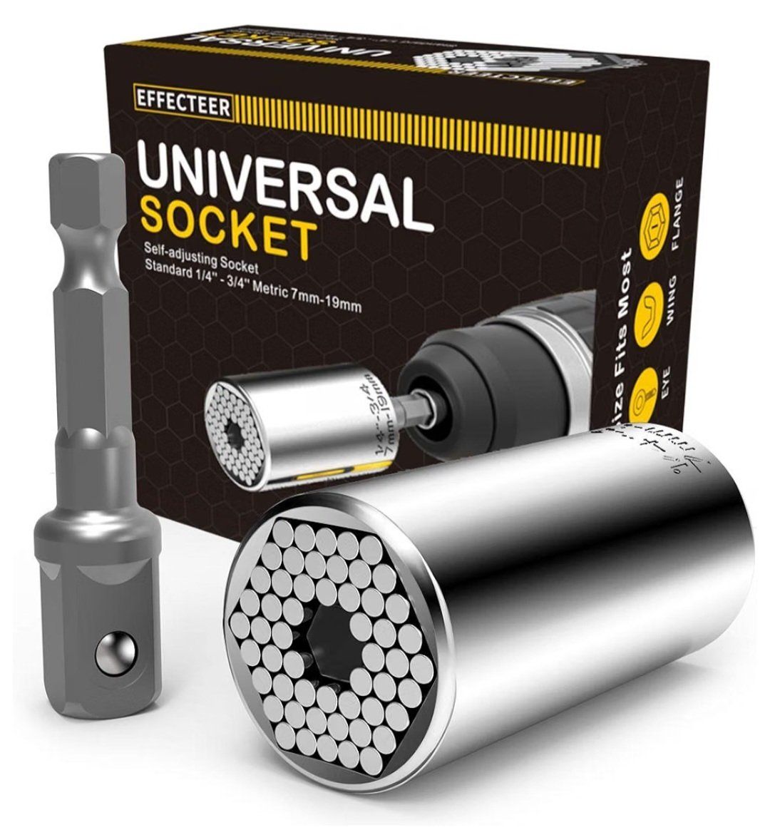 15 boxes Universal Socket Tool Set Self-Adjusting 1/4" - 3/4" (7mm-19mm) with Power Drill Adapter (15boxes)
