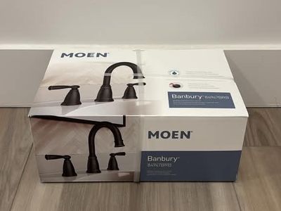 NEW- MOEN Banbury 8 in. Widespread Double Handle Bathroom Faucet in Medit. Bronze (Valve Included)