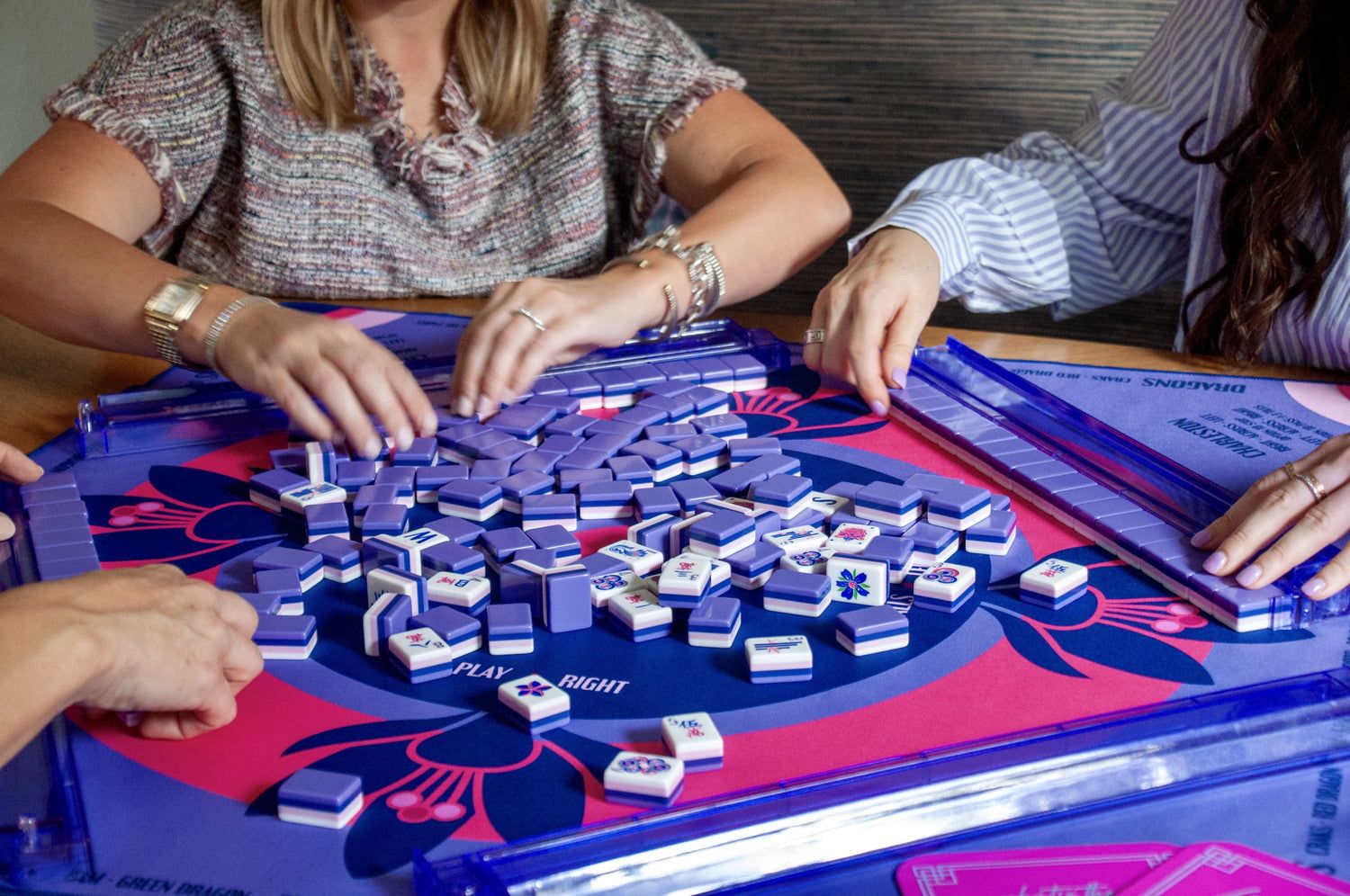 Everything Mahjong!! Game mats, tiles, racks/pushers, cards, dice, bags and more! 