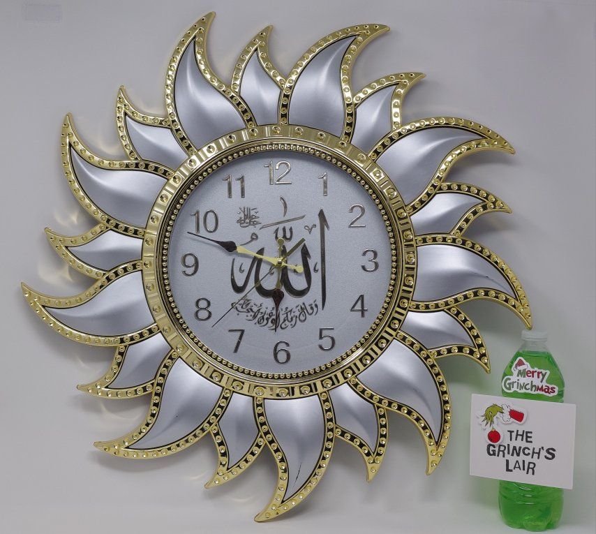 Gold and Silver Sunburst Wall Clock