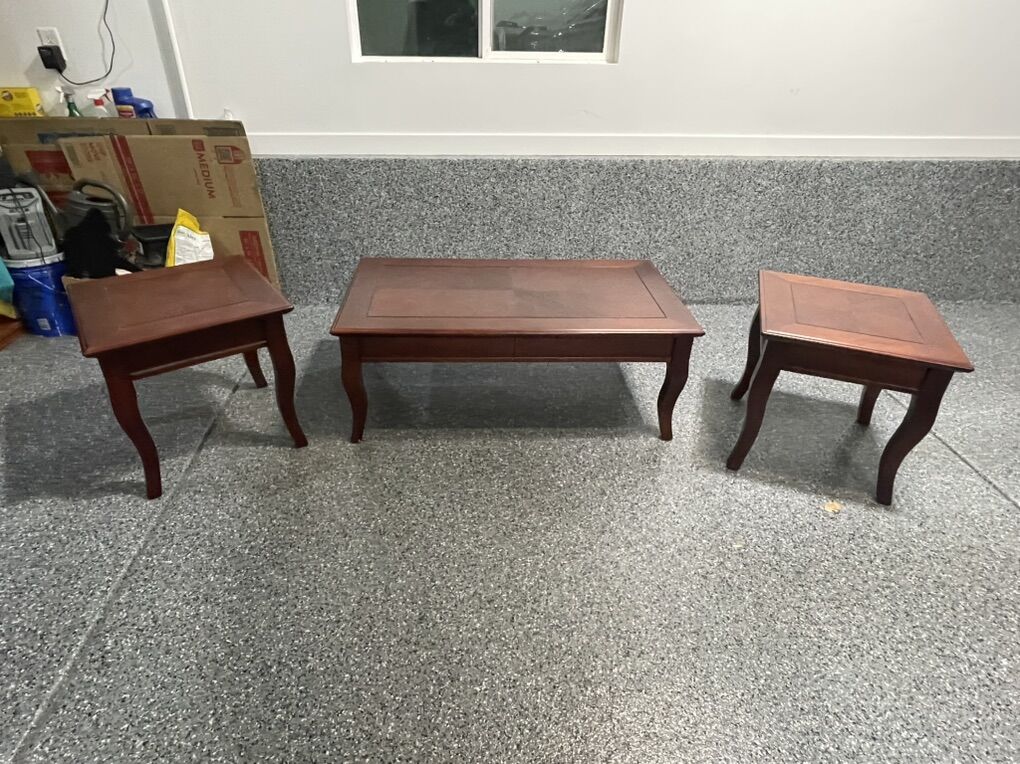 Cherrywood, Coffee Table And 2 End Tables.