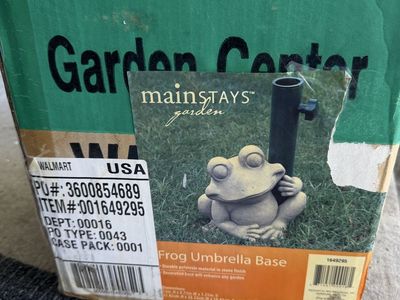 Mainstays Garden Frog Umbrella Base Stone Finish Patio Decoration