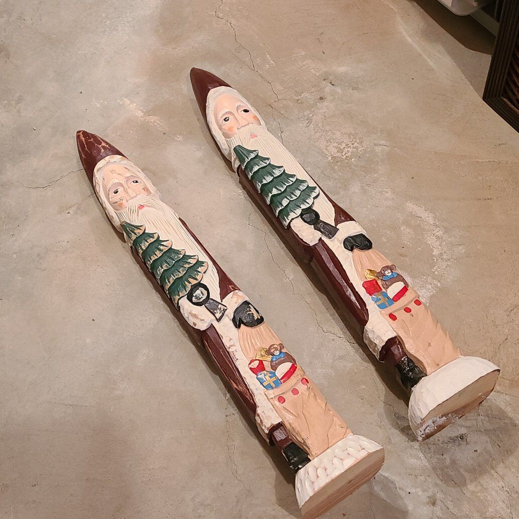 3 ft tall Wood Santas