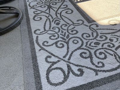 Gray Scroll Pattern Outdoor Area Rug Patio Carpet
