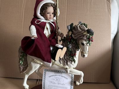 Ashton-Drake four season Vintage Porcelain Carousel Horse Doll Set with Extra Dolls & Stand