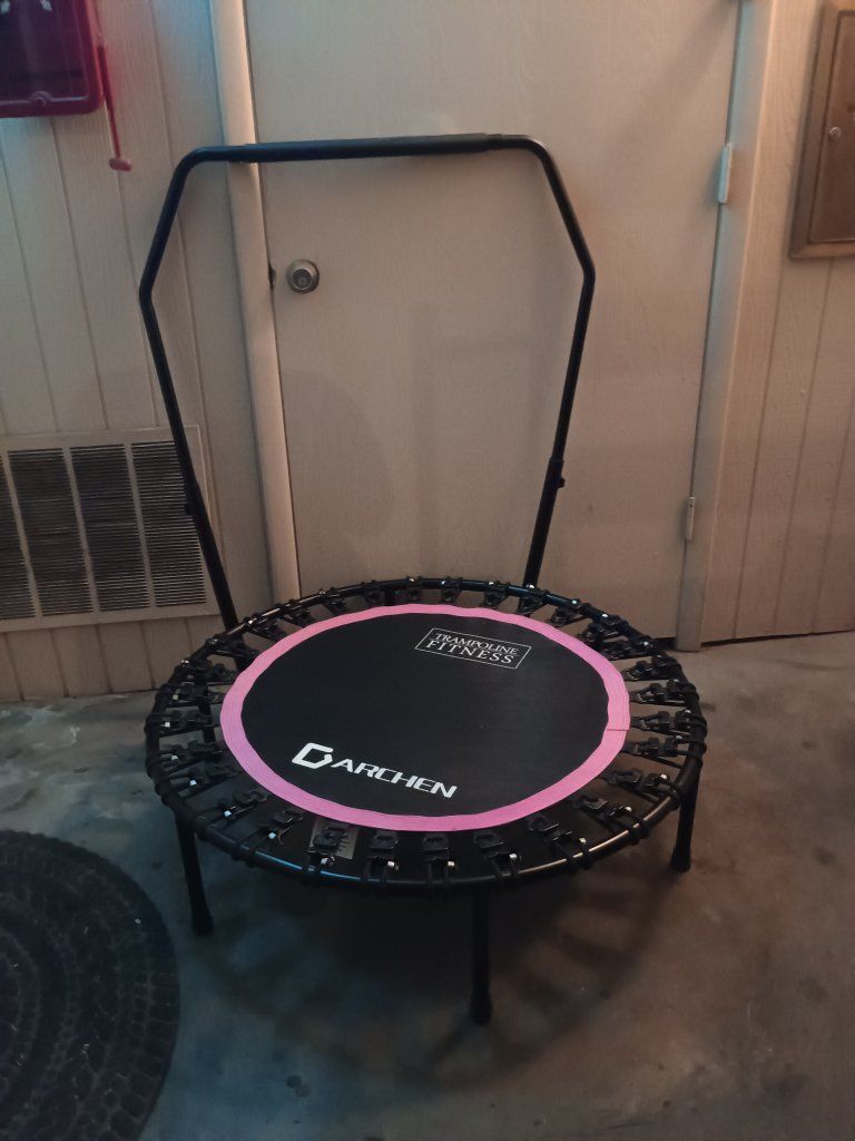 mini trampoline with steady bar