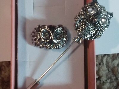 OWL RING AND STICK PIN