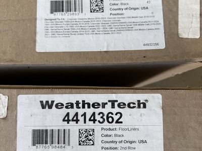 WeatherTech FloorLiners Black Part 4414361 & 4414362