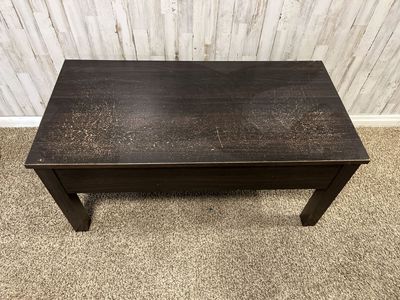 Dark Wood Coffee Table with Lift Top Storage Function