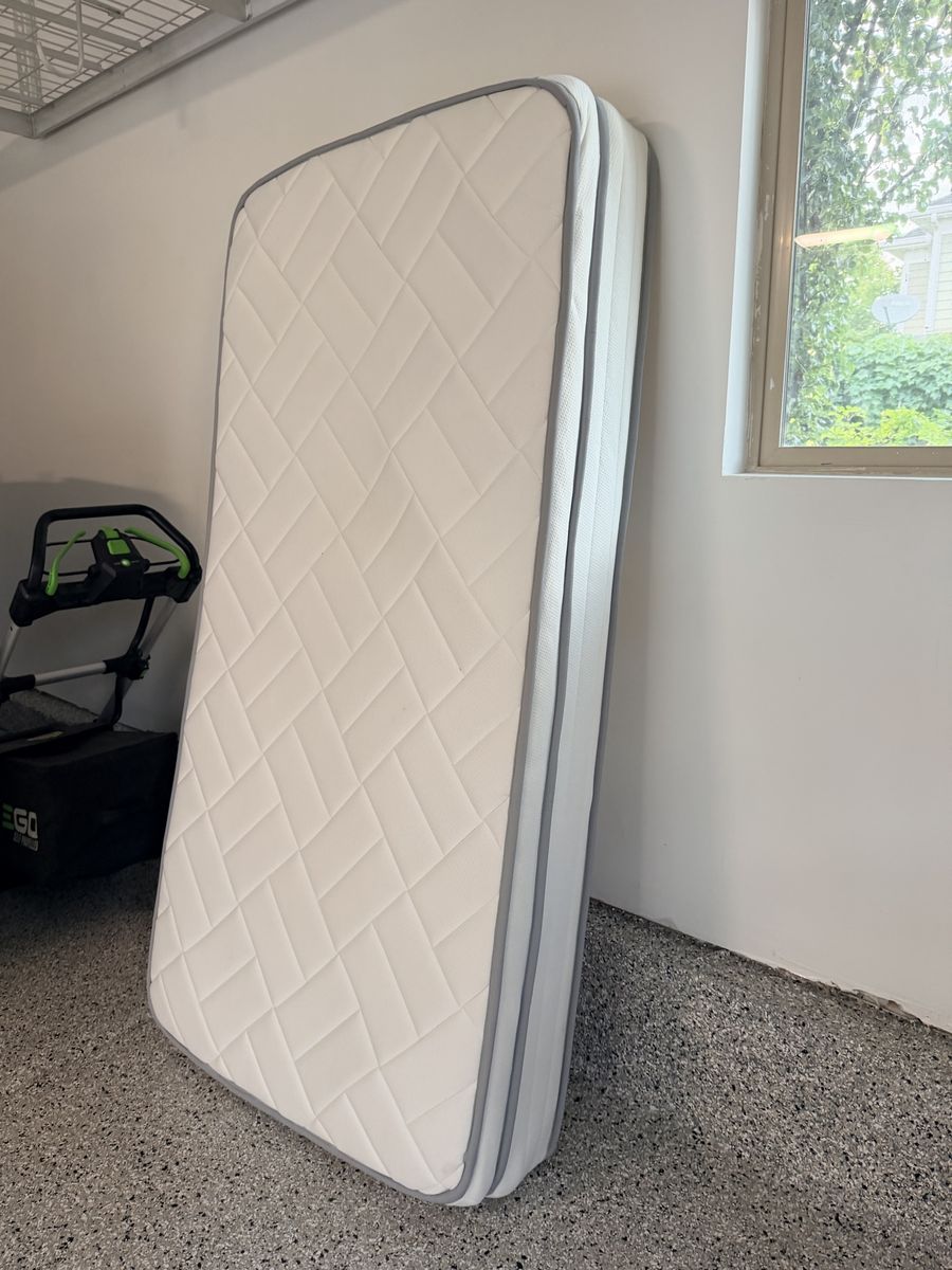 Twin Size Mattress - White with Gray Trim