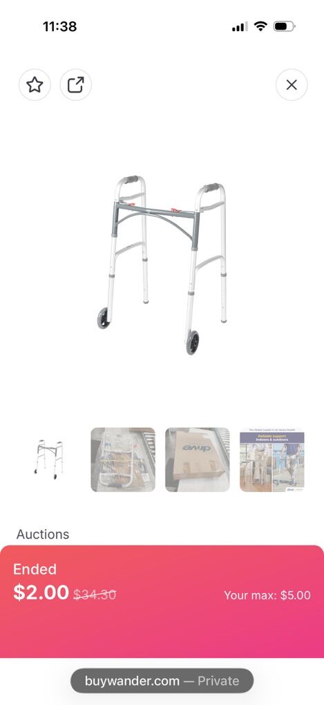 Drive Medical Button Folding Walker With Wheels