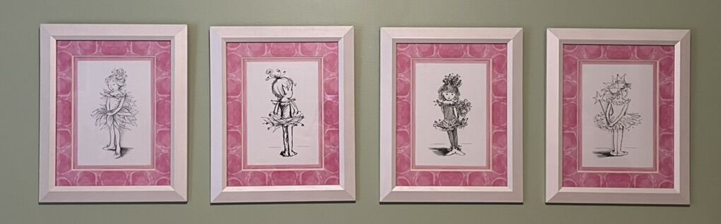 Set Of 4 Pink Girls Ballet Pictures