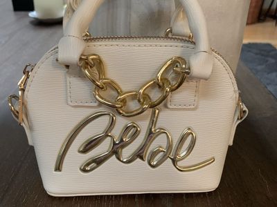 Bebe Gianna Mini Dome Bag White With Gold Logo