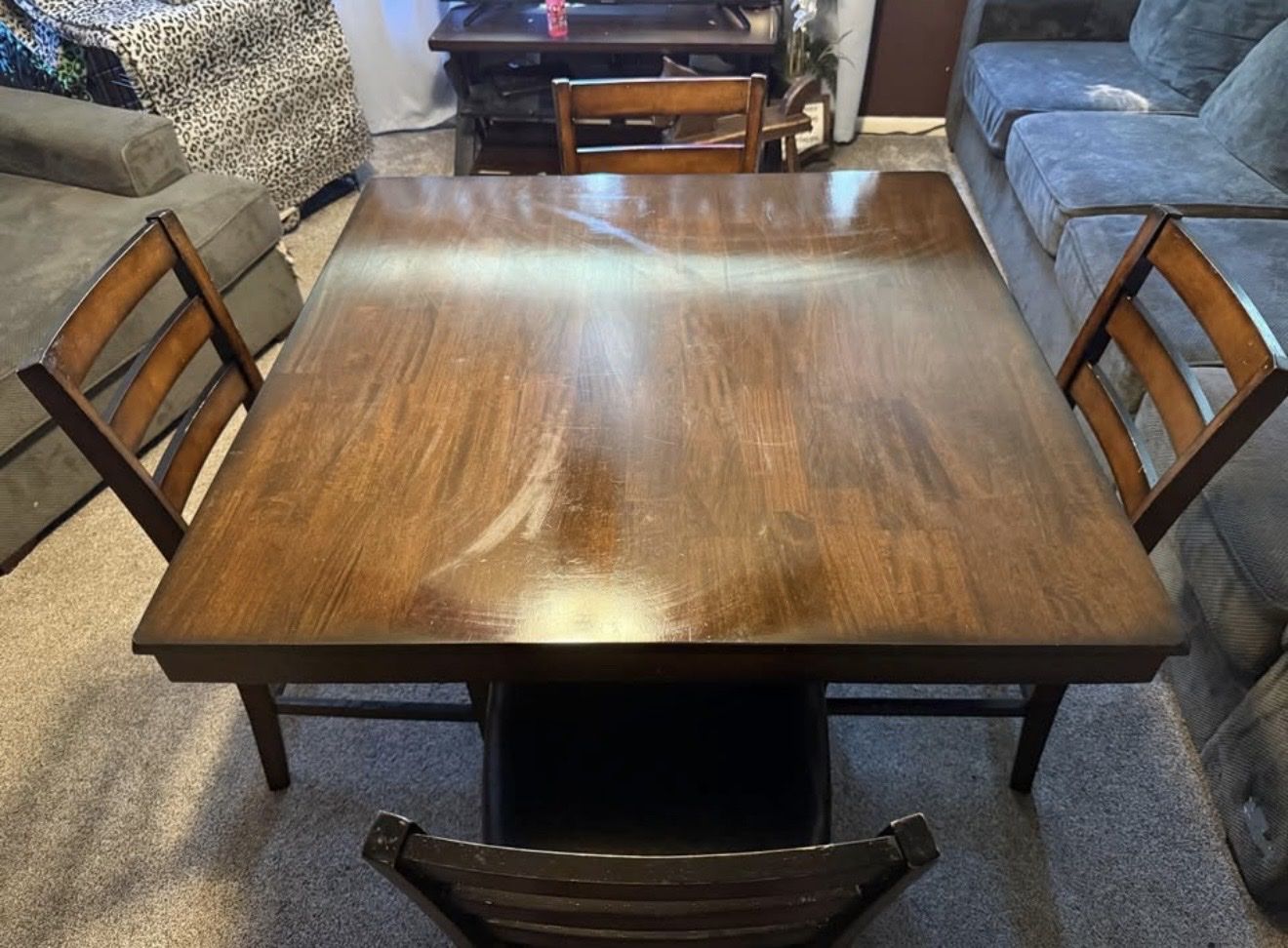 5-Piece Wooden Dining Set (Table & 4 Matching Chairs) – Brown