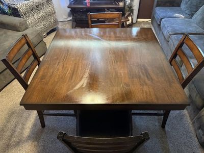 5-Piece Wooden Dining Set (Table & 4 Matching Chairs) – Brown