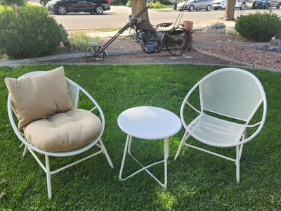 Patio side table with 2 chairs