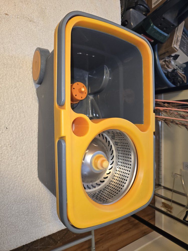 Spin Mop Bucket with Wheels - Yellow & Gray, Built-in Spinner for Easy Wringing