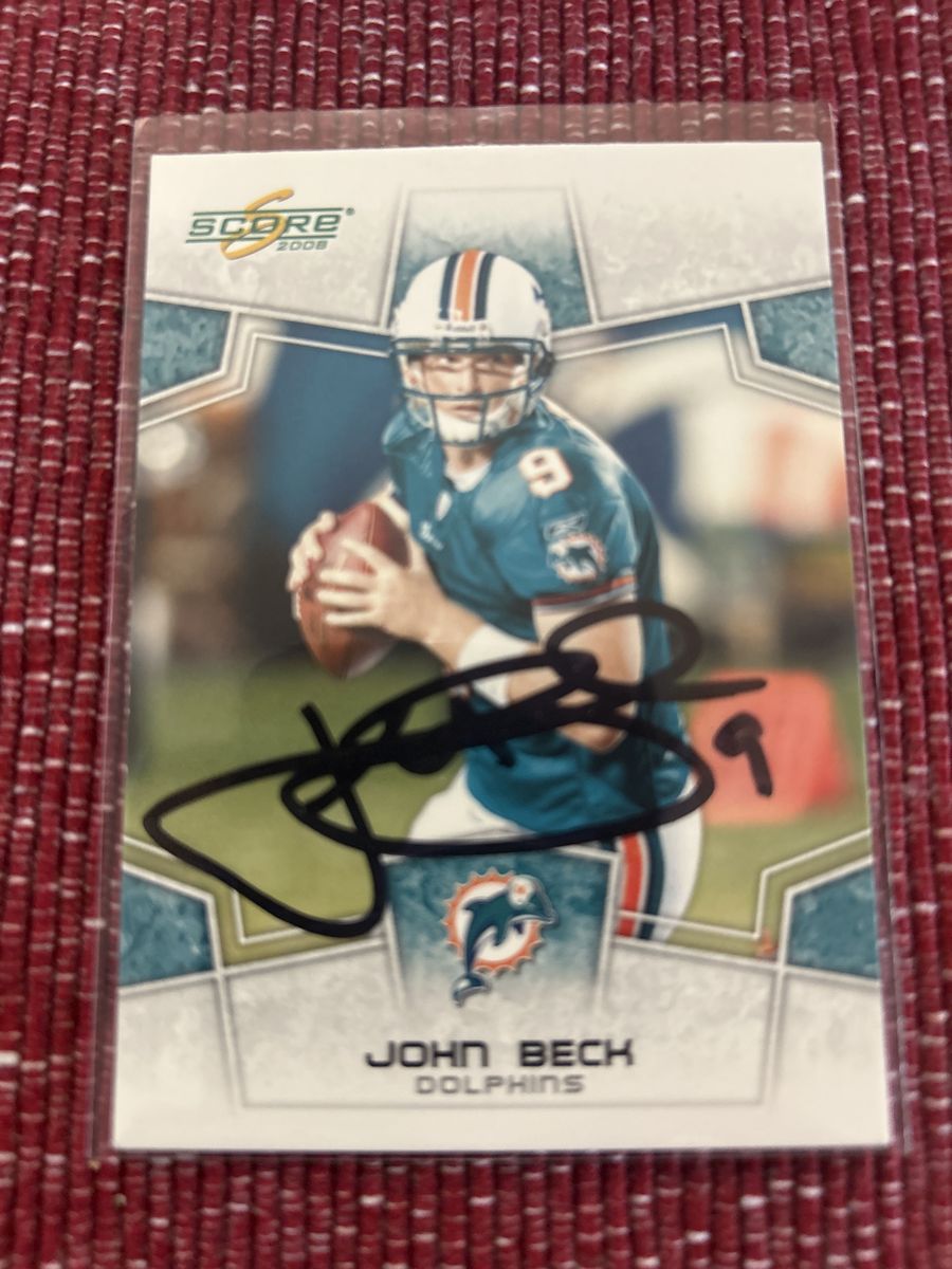 BYU Cougars 2008 Score John Beck Miami Dolphins Autographed Football Card - Collector's Item Hand Signed Autograph