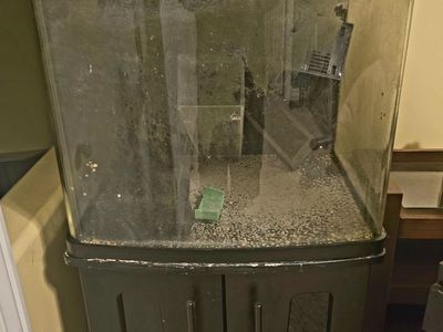 32 Gallon Coral Life Bio Cube Glass Aquarium with Matching Storage Cabinet Stand