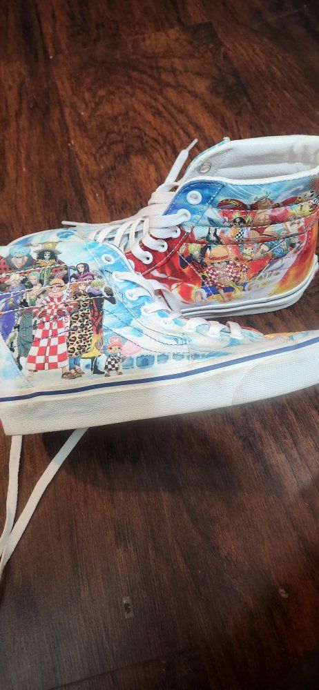 Vans Sk8-Hi x One Piece Collab High Top Sneakers - Men's US 7 / Women's US 8.5 - Anime Graphic