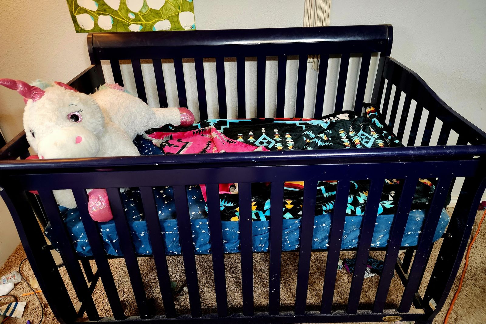Bonavita Convertible Sleigh Crib (Navy Blue)
