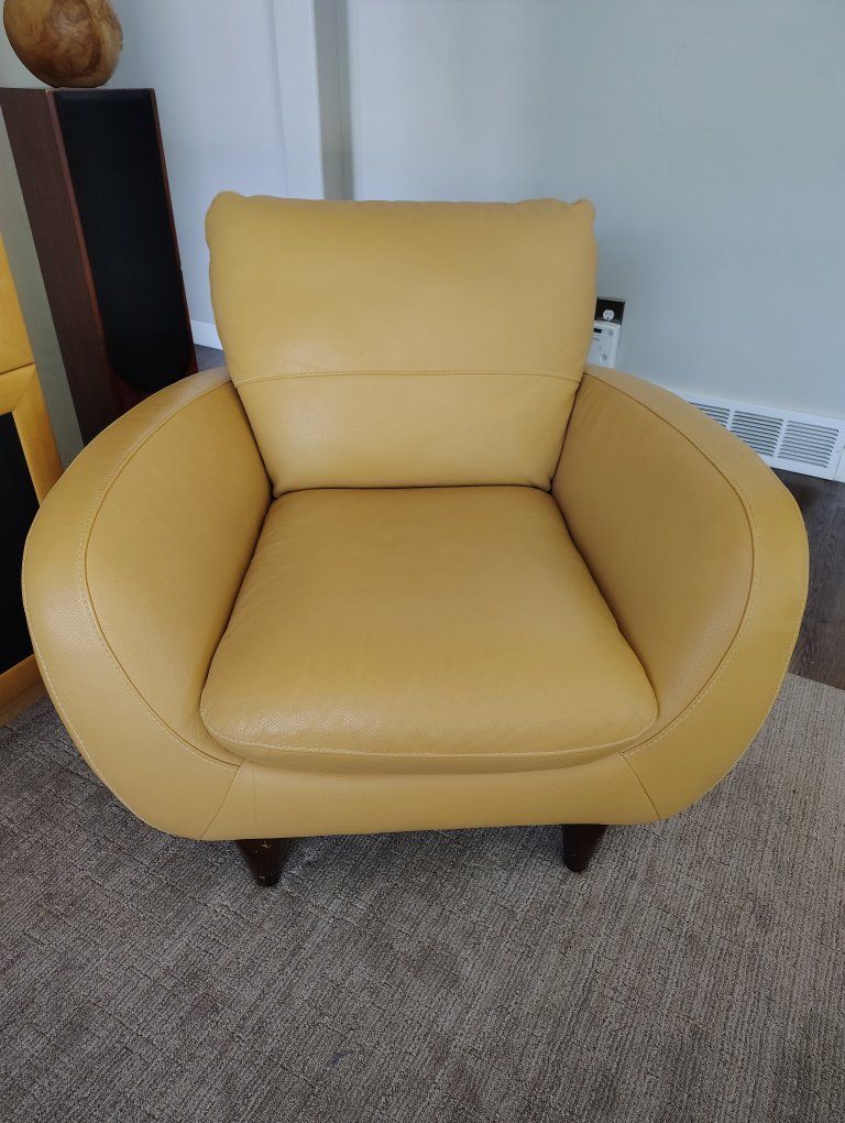 Modern Yellow Leather Accent Chair