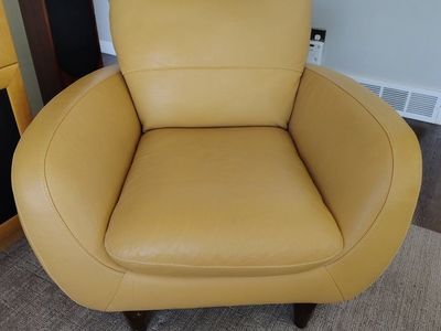 Modern Yellow Leather Accent Chair