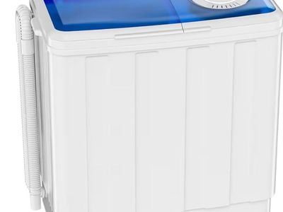 Auertech Portable Compact Twin Tub Washing Machine & Spin Dryer, White/Blue