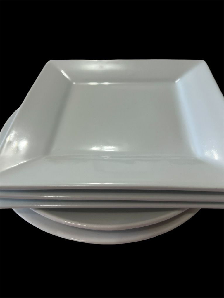 Salad Plates Square White Ceramic