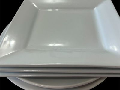Salad Plates Square White Ceramic