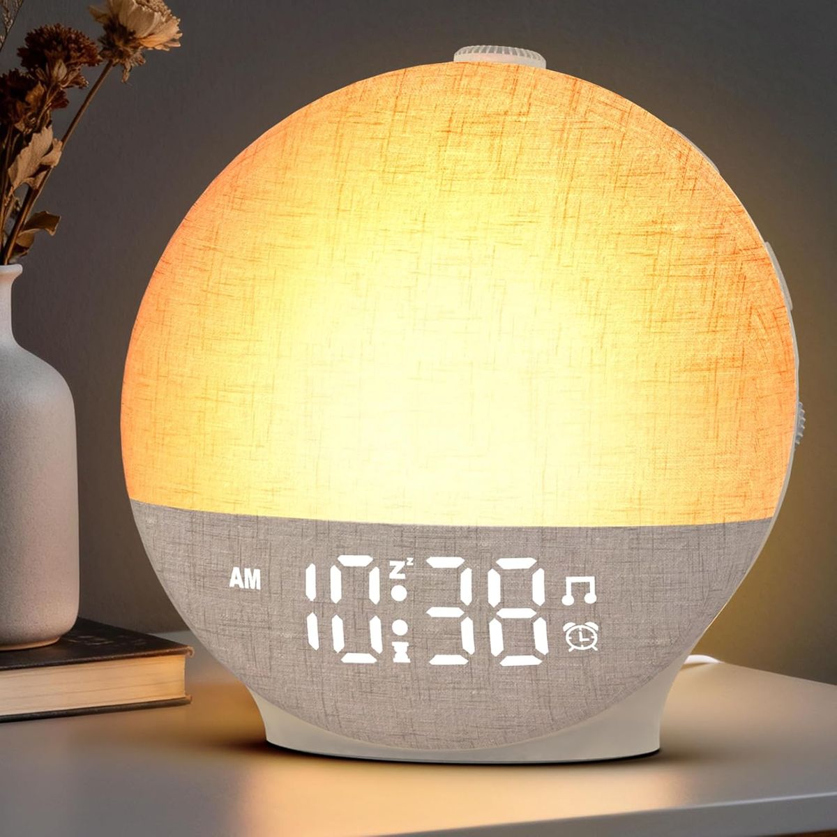 NEW Sunrise Alarm Clock White Noise Machine, Sunset Simulation, 30 Soothing Sounds, 12 Color Night Light, Dimmable Sunlight Lamp