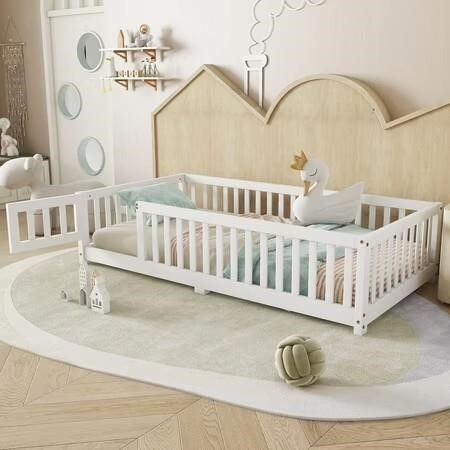 BELLEMAVE Twin Floor Bed with Door (WHITE)