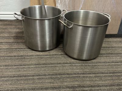 Large Stainless Steel Stock Pots - Set of 2 (12.75" Diameter)