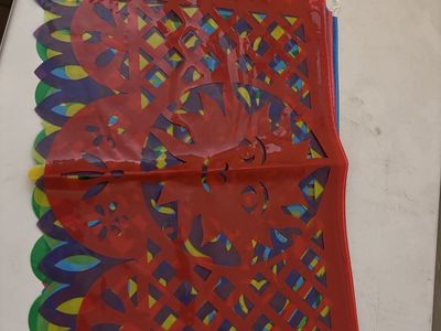 Papel Picado String Garland - Vibrant Multi-Color Plastic Banners for Fiesta & Party Decor