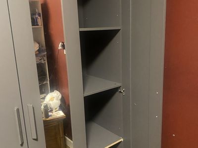 Gray Modern 3-Door Wardrobe Armoire with Mirror and Shelves