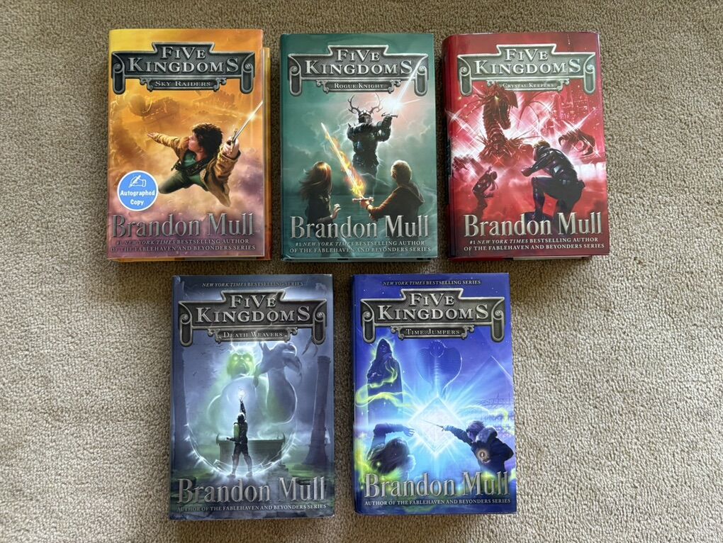Five Kingdoms Complete Series, by Brandon Mull (hardcovers, ONE SIGNED)