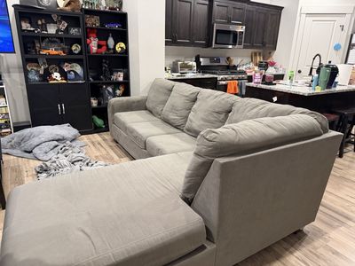 Gray Fabric Sectional Sofa with Chaise