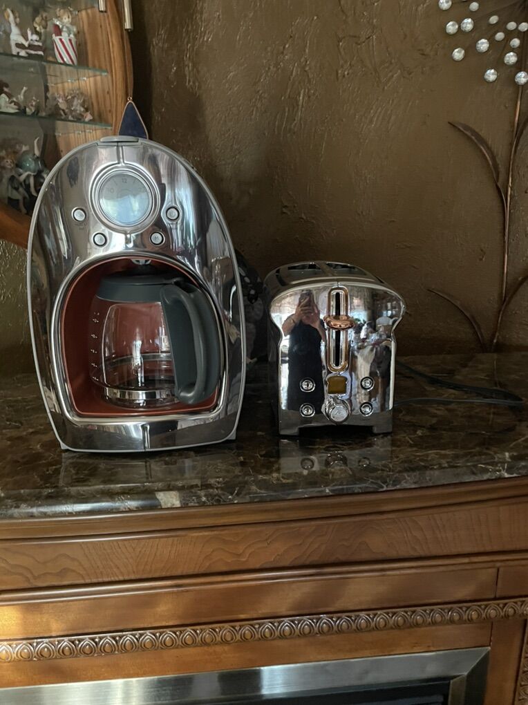 Stainless Coffee Maker and Matching Toaster