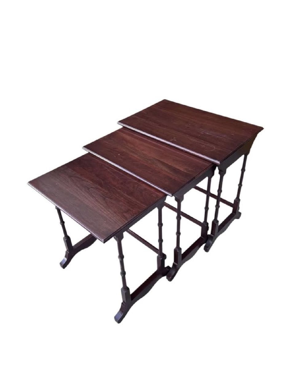 Vintage Wooden Nesting Tables Set of Three