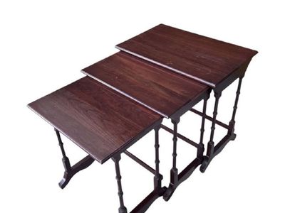 Vintage Wooden Nesting Tables Set of Three
