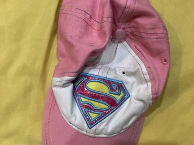 Pink & White Superman Logo Adjustable Cotton Baseball Cap for Girls - Child Size