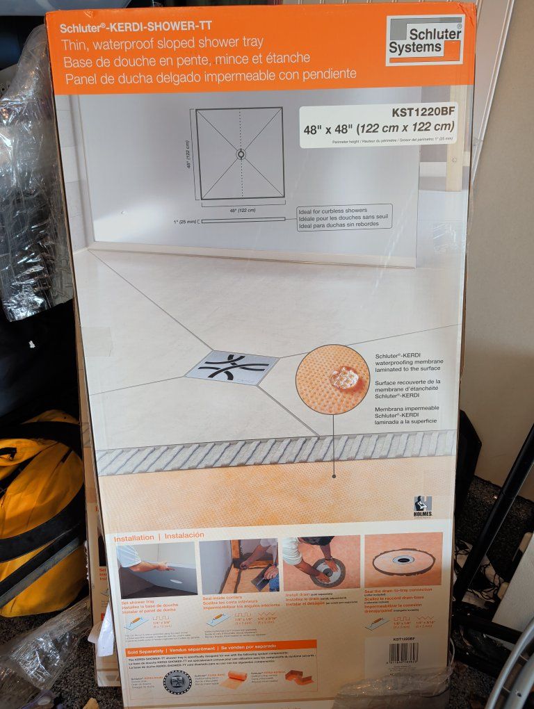 Schluter-KERDI-SHOWER-TT 48"x48" Thin Waterproof Sloped Shower Tray KST1220BF