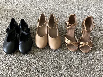 Tap, theater/character, and Latin dance shoes