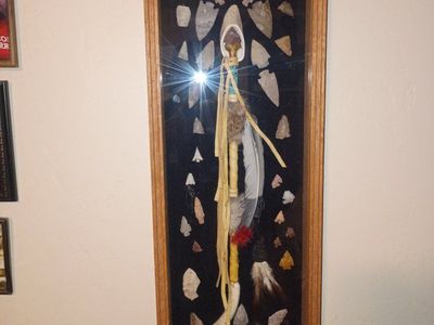 Framed Native American Arrowhead & Artifact Display - Shadow Box Wall Decor